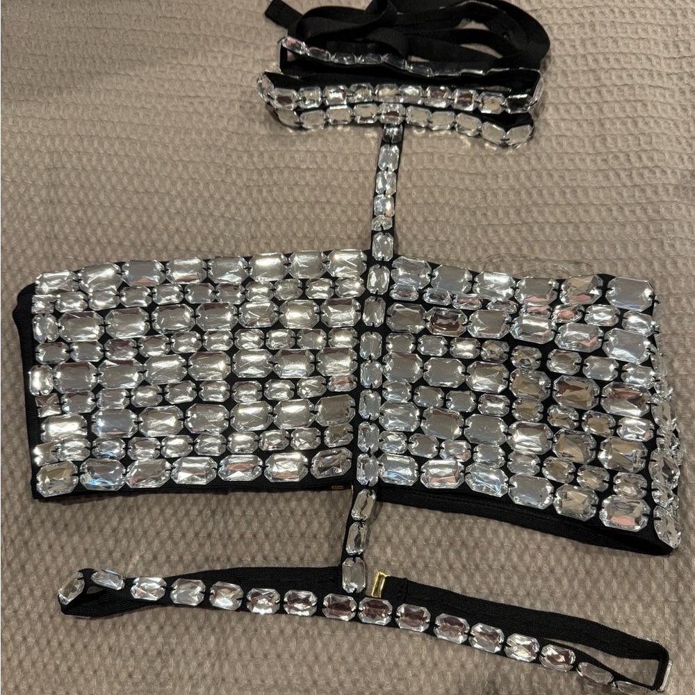 SHEIN Silver and Black Statement Tube Top